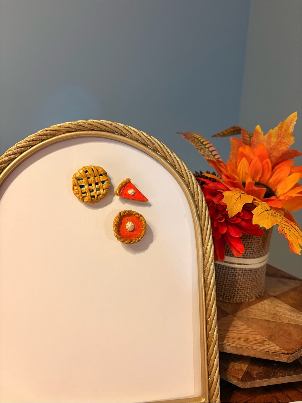 Hand Crafted Fall Pie Magnet Set